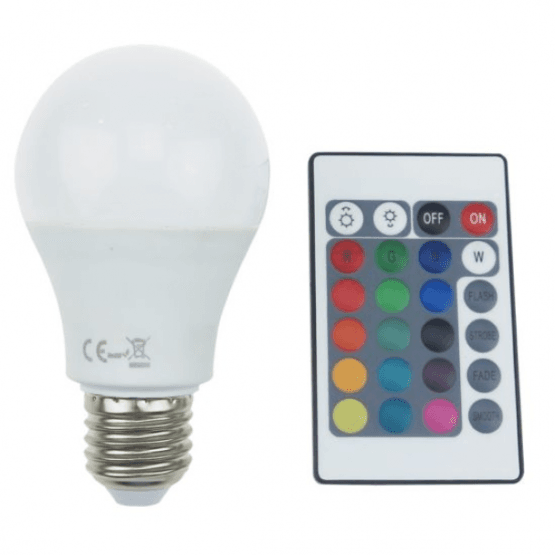 Λάμπα smart led 5watt Ε27 230v/ac RGB εναλλαγής χρωμάτων με τηλεχειριστήριο (A608RGBW)