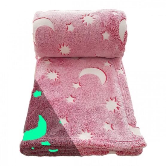 Παιδική Fleece Κουβέρτα 160x100εκ που Φωσφορίζει με Λαμπερά Φωσφορίζοντα Σχέδια - Children's Glow Blanket  χρωμα:Ροζ