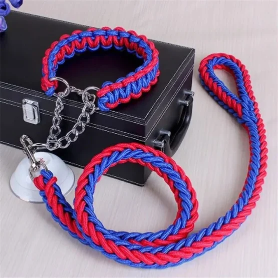 Λουρί & κολάρο σκύλου ΜΑΥΡΟ – Dog leash 1,60m - Image 2