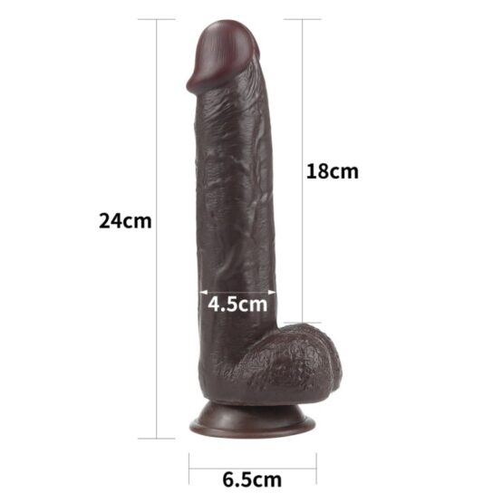 Lovetoy Sliding-Skin Dual Layer Ρεαλιστικό Dildo με Όρχεις και Βεντούζα Μαύρο 24cm - Image 2