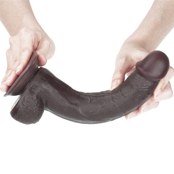 Lovetoy Sliding-Skin Dual Layer Ρεαλιστικό Dildo με Όρχεις και Βεντούζα Μαύρο 24cm - Image 5