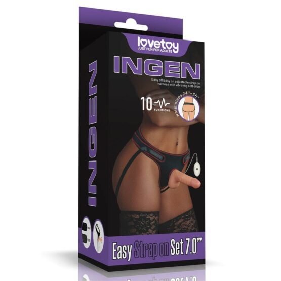 Lovetoy Ingen Easy Strapon Set Harness με Dildo 18cm και Δόνηση στο χρώμα του δέρματος