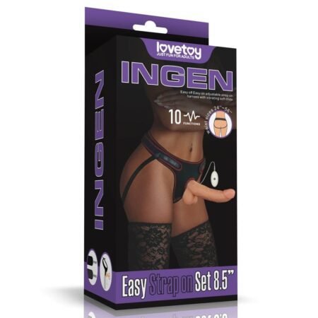 Lovetoy Ingen Easy Strapon Set Harness με Dildo 20cm και Δόνηση στο χρώμα του δέρματος