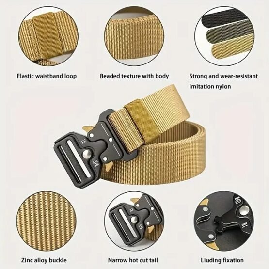 Ζώνη στρατιωτικού τύπου - Y2 - 270621 - Beige - Image 2