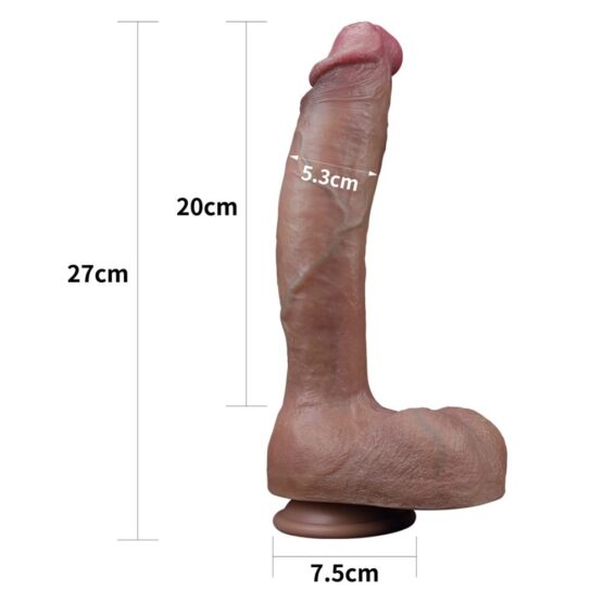 Lovetoy Dual Layered Platinum Ρεαλιστικό Dildo Σιλικόνης με Όρχεις και Βεντούζα Flesh 26.67cm - Image 4