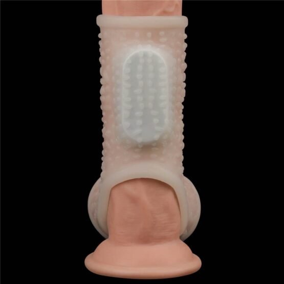 Vibrating Drip Knights Ring with Scrotum Sleeve (White) - Image 4