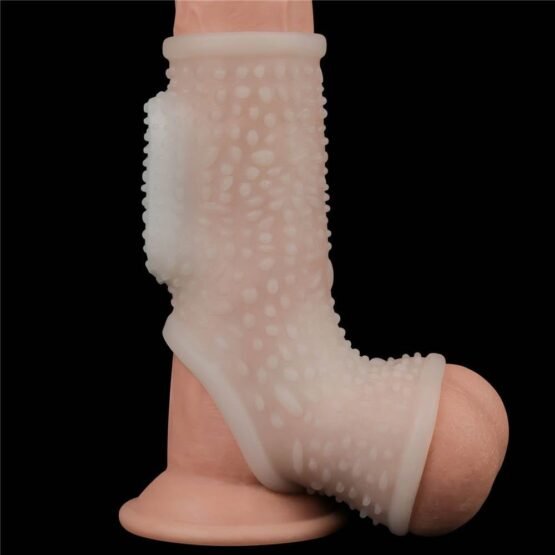 Vibrating Drip Knights Ring with Scrotum Sleeve (White) - Image 3