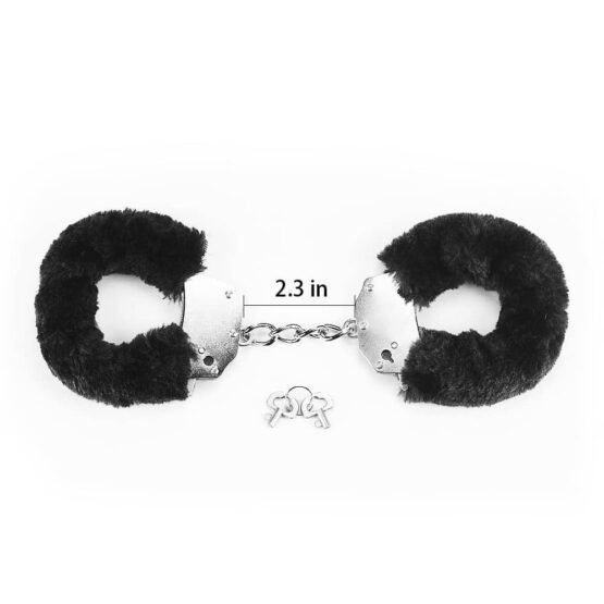 Fetish Pleasure Fluffy Hand Cuffs Black - Image 2