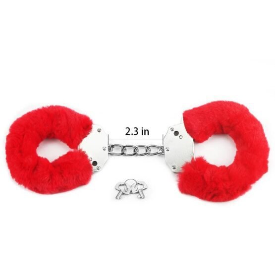 Fetish Pleasure Fluffy Hand Cuffs Red - Image 2