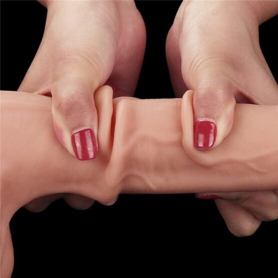 9.5'' Sliding Skin Dual Layer Dong - Whole Testicle - Image 5