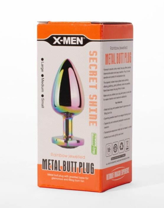 X-MEN Secret Shine Metal Butt Plug Rainbowheart L - Image 2