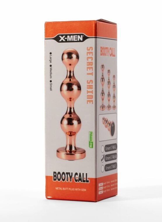 X-Men Secret Shine Booty Call Metal Butt Plug with Gem Gold M - Image 2
