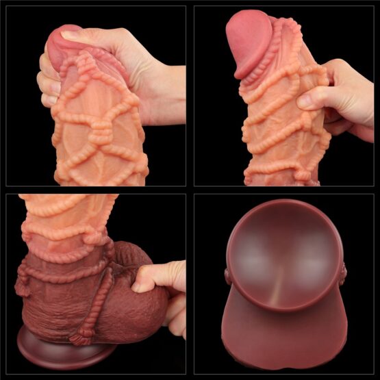 10.5'' Dual layered Platinum Silicone Cock with Rope - Image 4