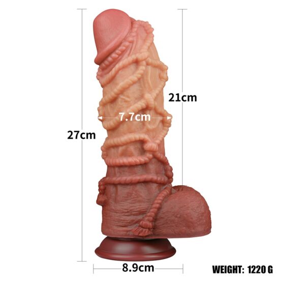 10.5'' Dual layered Platinum Silicone Cock with Rope - Image 5