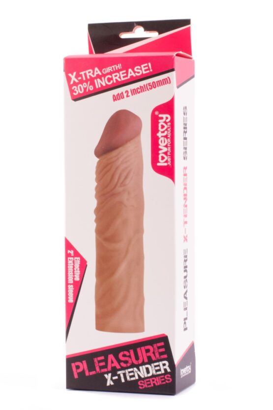 Pleasure X-Tender Penis Sleeve Brown 3 - Image 2