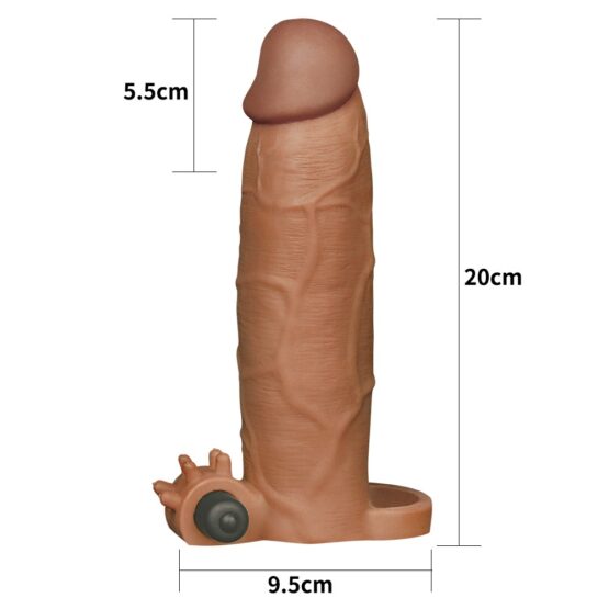 Pleasure X-Tender Vibrating Penis Sleeve #6 Brown - Image 5