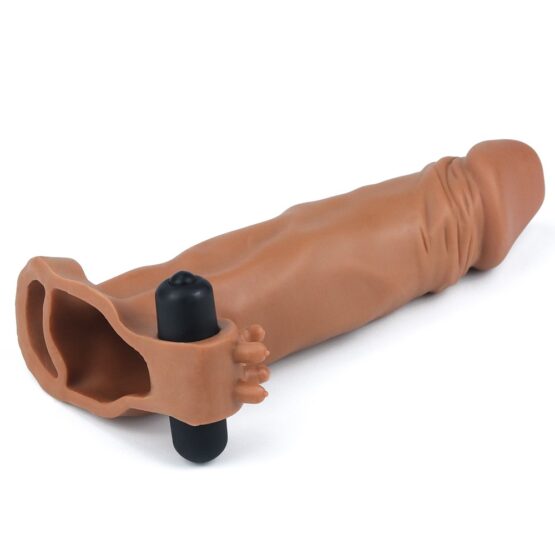 Pleasure X-Tender Vibrating Penis Sleeve #3 brown - Image 4