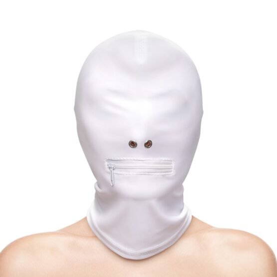 Fetish & Fashion - Zippered Mouth Hood - White - Alternate Package - Image 2