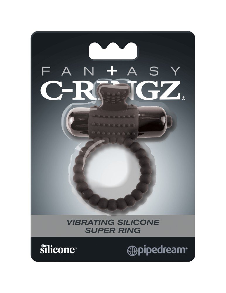 Vibrating Silicone Super Ring Black