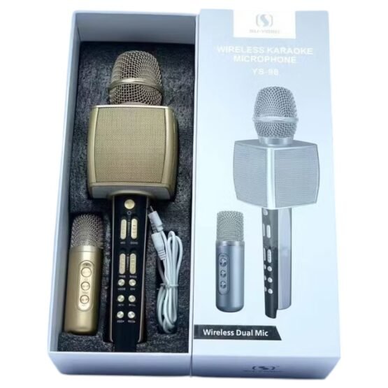 Σετ ασύρματο μικρόφωνο Karaoke με ηχείο & mini μικρόφωνο - YS-98 - 885291 - Gold - Image 2