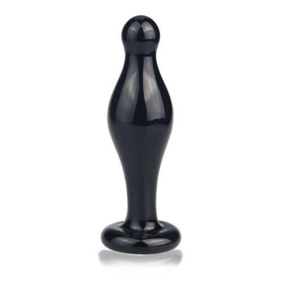 4.5" Glass Romance Anal Plug Black - Image 2