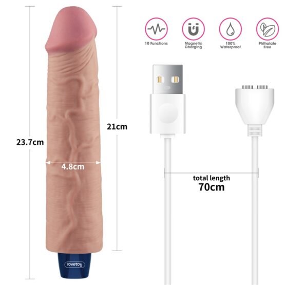 9.5" REAL SOFTEE Rechargeable Vibrating Dildo(Flesh) - Image 7