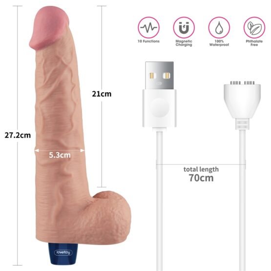10.5" REAL SOFTEE Rechargeable Vibrating Dildo(Flesh) - Image 7