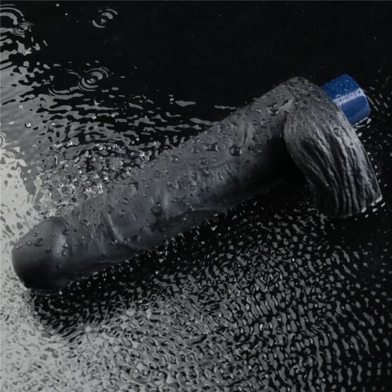 9" REAL SOFTEE Rechargeable Vibrating Dildo(Black) - Image 3