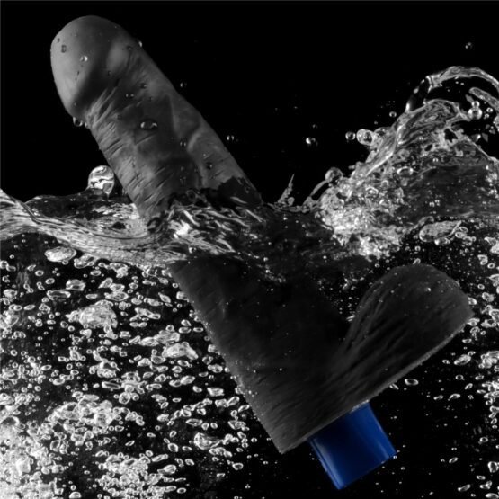 9" REAL SOFTEE Rechargeable Vibrating Dildo(Black) - Image 4