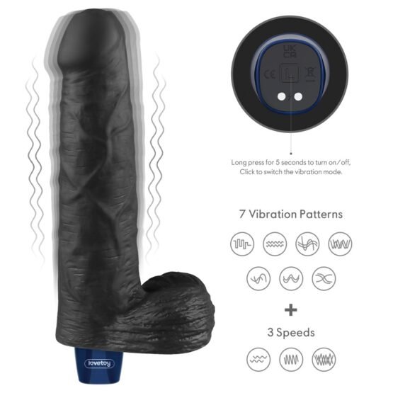 9" REAL SOFTEE Rechargeable Vibrating Dildo(Black) - Image 6