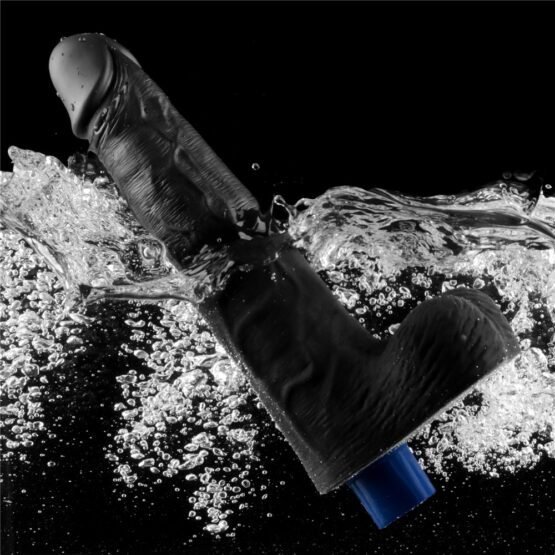 10" REAL SOFTEE Rechargeable Vibrating Dildo(Black) - Image 4