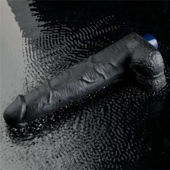 10.5" REAL SOFTEE Rechargeable Vibrating Dildo(Black) - Image 3