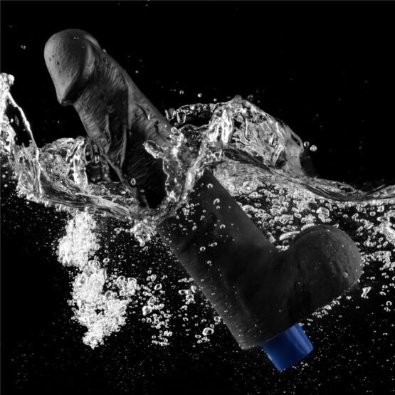 10.5" REAL SOFTEE Rechargeable Vibrating Dildo(Black) - Image 4