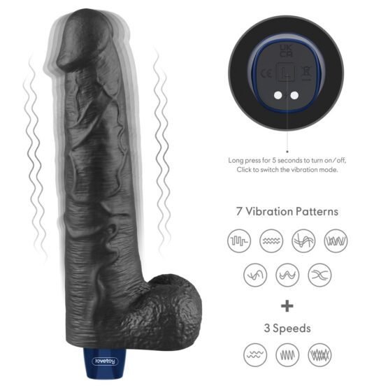 10.5" REAL SOFTEE Rechargeable Vibrating Dildo(Black) - Image 6