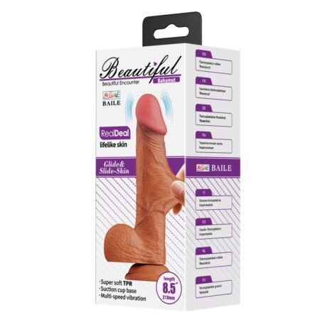 Beautiful Bahamut 8,5'' Vibrating Dildo Brown