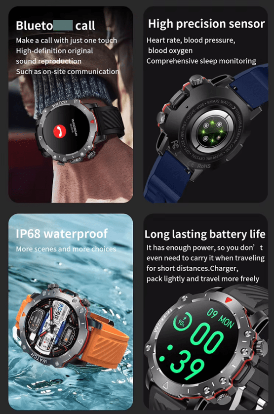 Σετ Smartwatch με 3 λουράκια - LG78 Pro - 064878 - Red - Image 2