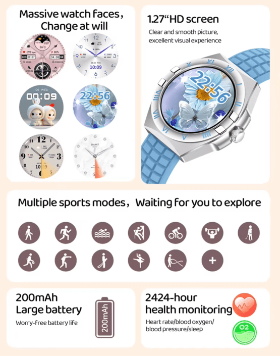 Σετ Smartwatch με 3 λουράκια - LG80 Mini - 065066 - Purple - Image 3