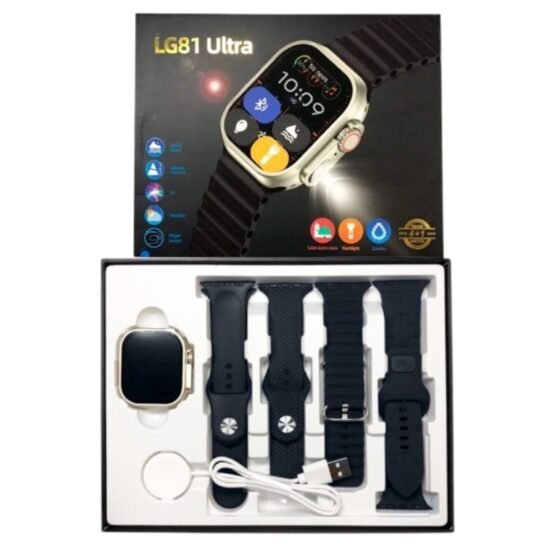 Σετ Smartwatch με 4 λουράκια - LG81 Ultra - 065110 - Black - Image 2