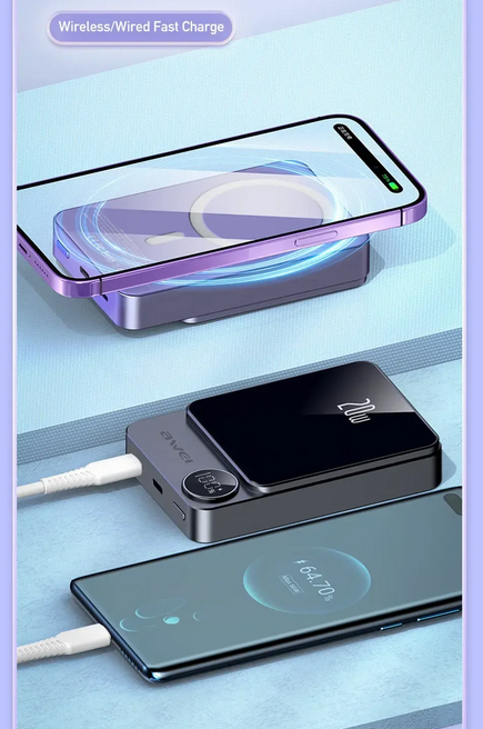 Powerbank μαγνητικής φόρτισης - P39K - 10.000mah - 20W - AWEI - 005500 - Grey - Image 2