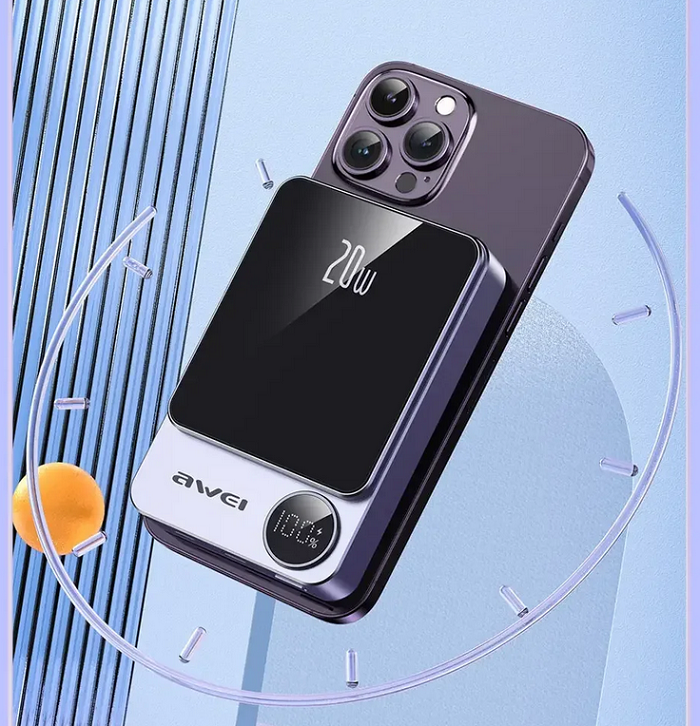 Powerbank μαγνητικής φόρτισης - P39K - 10.000mah - 20W - AWEI - 005500 - Grey - Image 3