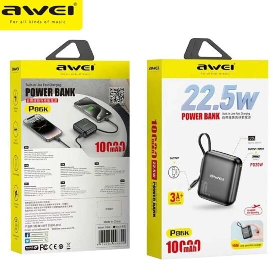 Powerbank - P86K - 10.000mah - AWEI - 008839 - Blue - Image 2