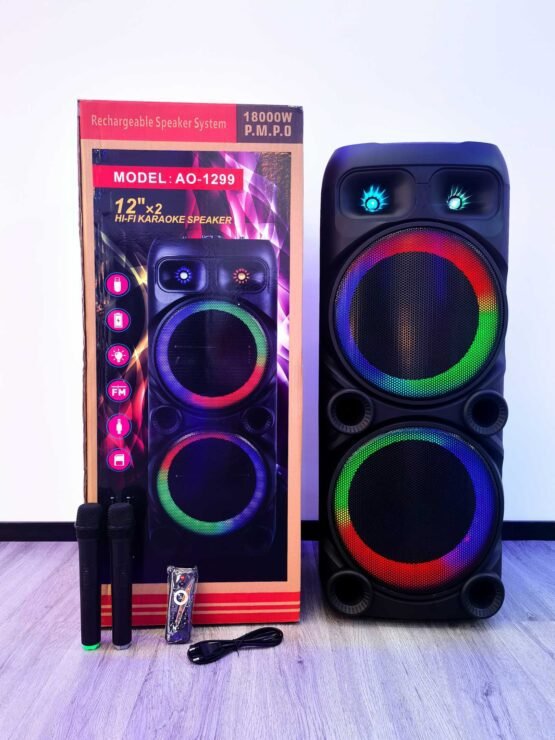 Φορητό ηχείο subwoofer με 2 μικρόφωνα Karaoke - AO-1299 - 801148 - Image 2
