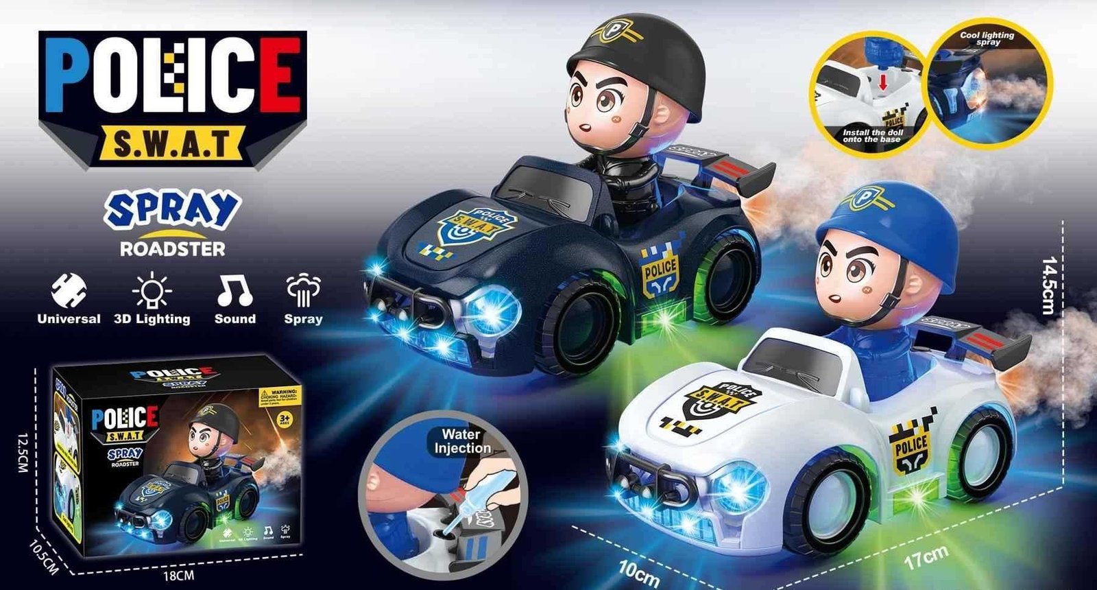 Ηλεκτρονικό αυτοκίνητο Police με εξάτμιση spray - 6608-29B - 502174 - Image 2