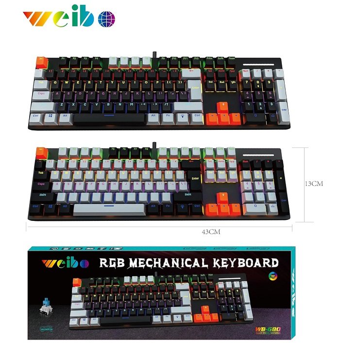 Ενσύρματο πληκτρολόγιο Gaming - LED RGB - WB-680 - Weibo - 653675 - Image 3