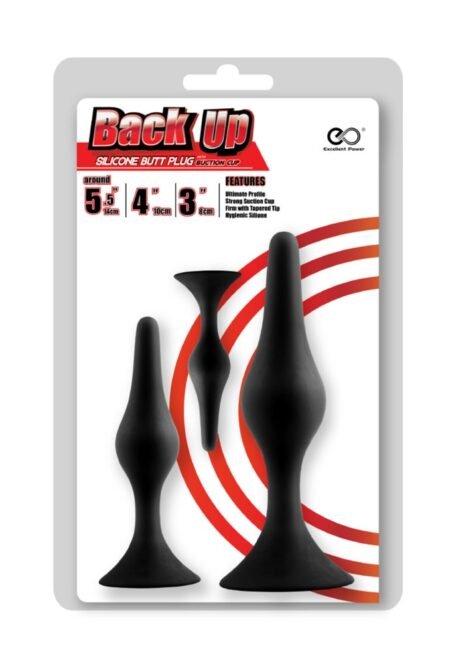 Back Up 3",4",5.5" Silicone Butt Plug w/Suction Cup (3pcs in 1 Kit Set)