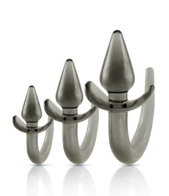 Black Axinite 3 In 1 Anal Plug Kit Set with Tail Design: 9.2", 12.3", 15.5" - Image 2