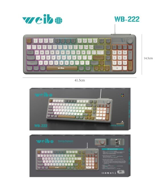 Ενσύρματο πληκτρολόγιο Η/Υ - LED RGB - WB-222 - Weibo - 658335 - Image 2
