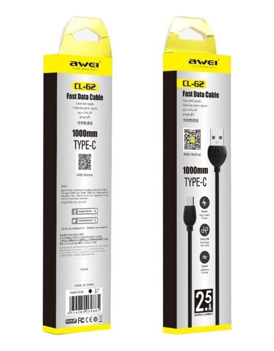 Καλώδιο φόρτισης & data - Type-C - CL-62 - AWEI - 887844 - Image 2