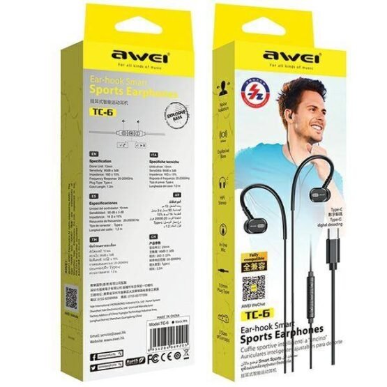 Ενσύρματα ακουστικά - Ear-Hook - Type-C - TC-6 - AWEI - 889121 - Image 2