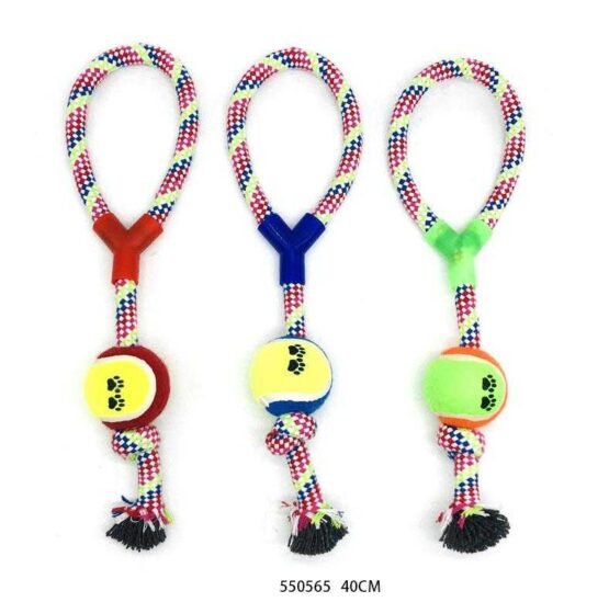 Παιχνίδι σκύλου σχοινί με μπάλα - 40cm - 12pcs - 550565 - Image 2